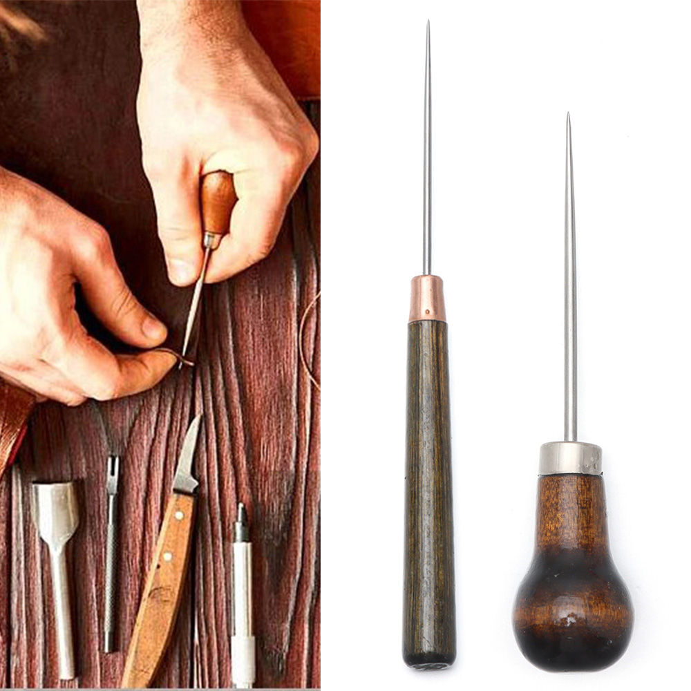 Leatherwork Awl - 1PC Stitching Awl Wood Handle Alloy